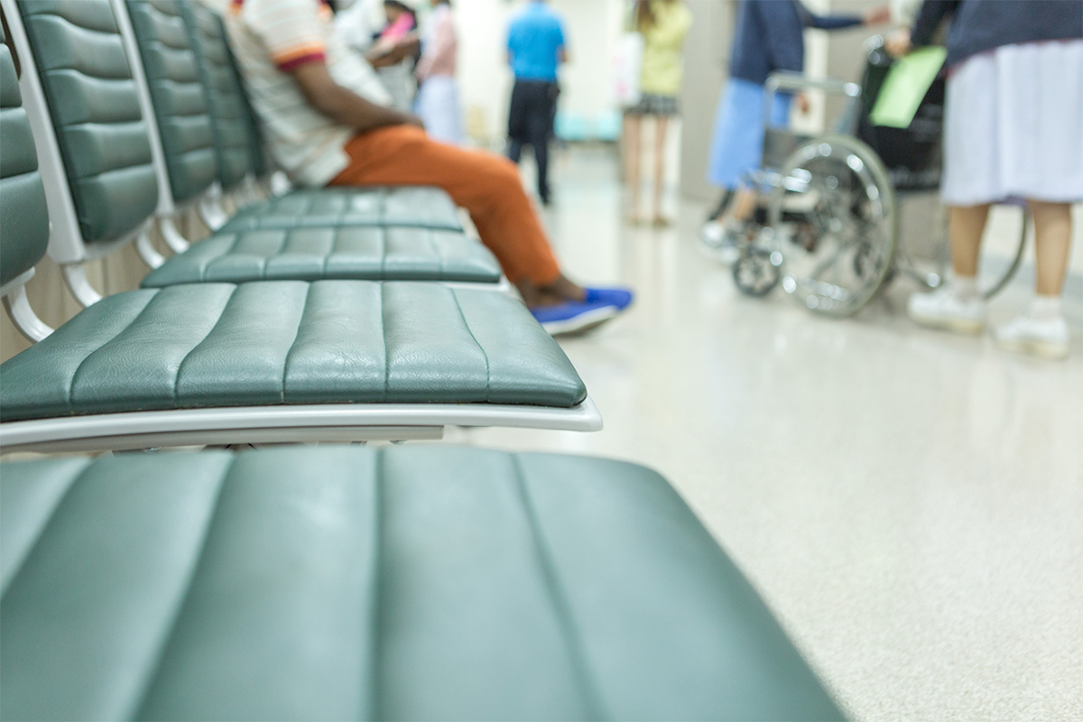 Chairs in a hospital emergency department.